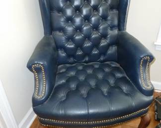 blue leather arm chair