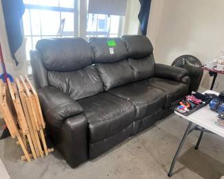 Leather reclining couch, TV trays