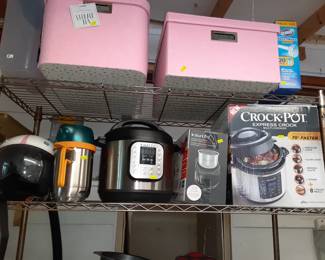 Insta Pot, Helmet, Crockpot, Storage Boxes