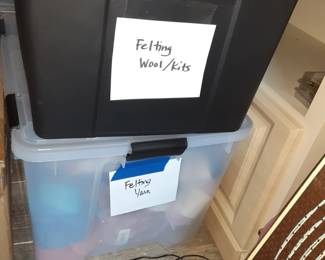 Totes full of yarn, wool