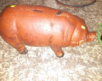 Antique Cast Iron Piggy Bank, Large