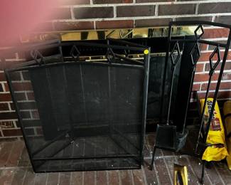 Fireplace screen and accessories $30