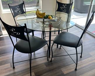 Breakfast Nook Set, Dark Brown Metal, Faux Leather Sets, Glass Topped Table