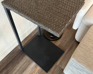 end table -metal & rattan