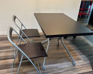 2 wood & metal folding chairs