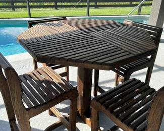 Solid Wood Hi-Top Table with 4 Chairs