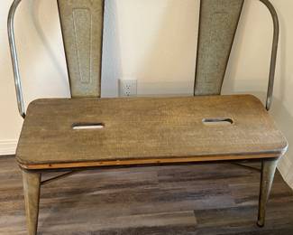 Art Deco Style Wood & Metal Bench