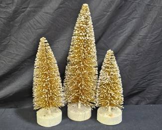 3 Valerie Illuminated Bottlebrush Champagne Trees