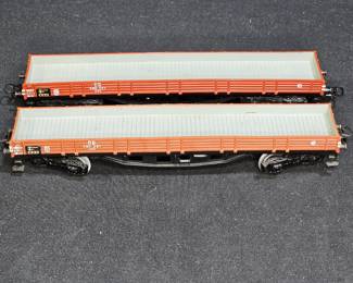 2 Marklin HO DB 496-391 Low Side Flat Cars
