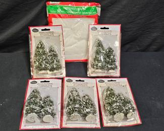 NEW Glittered Drape & 10 Village Trees