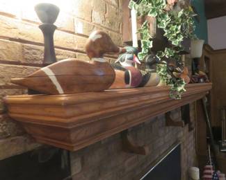 Several wooden Mallard Ducks