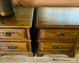 Twin nightstands.  You're curious about the blue tape on each one?   