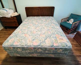 Queen size bed.  Attack rabbit guarding the bedroom.