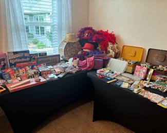 So, we can play games or sew.  Either way, a bottle of wine is involved.