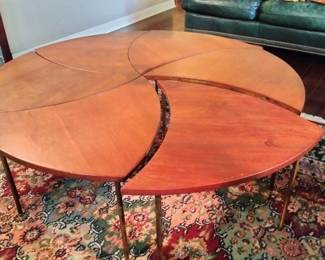 MCM Peter Hvidt Danish Teak and Brass "Pinwheel" Table
