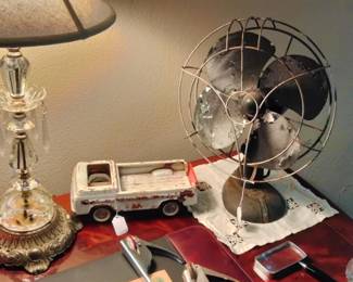Vintage Arctic Aire Fan, Vintage Nylint Toy Truck, Prism Lamp