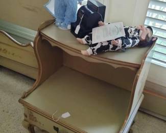 Painted Green with Floral Nightstand