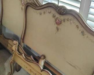 Painted Green with Floral Twin Beds