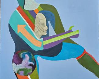 Abstracted figural oil on canvas. 30 x 24.