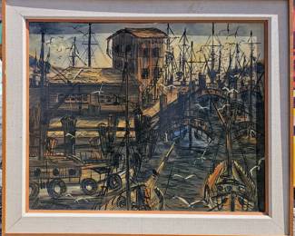 Large 50s oil. Mid Century.