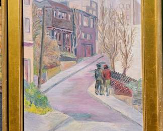 Regionalist Cityscape. 24" x 20 oil/canvas. Signed Margo.