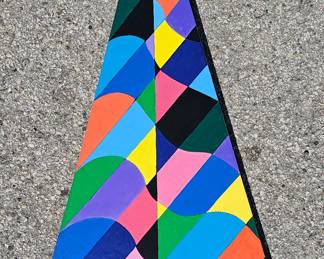 Achilles Sullo. 36" tall hard edge oil on board.