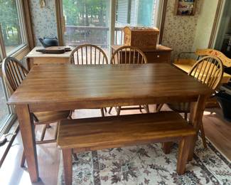 Dining Table with Bench and 4 Chairs
