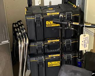 Dewalt triple tool chest and attached dolly. Two chrome luggage racks.