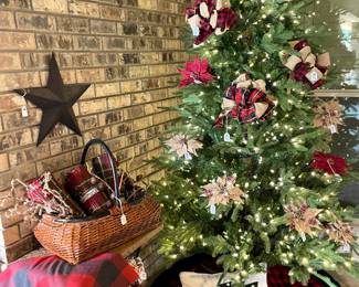 Lighted seven-foot Christmas tree.