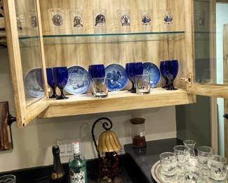 Super Bowl 55, Masters and US Open, and World Series collectible bar glasses.