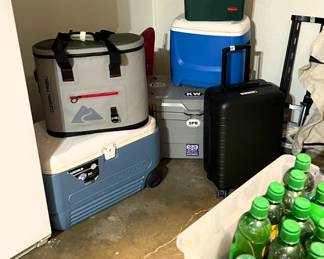 Ozark Trail large Cooler and portable soft side cooler.  Durable tough Away carry-on luggage with combination lock