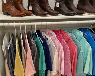 Tecova Boots, Sperry, Cole Haan and others.  Golf shirts