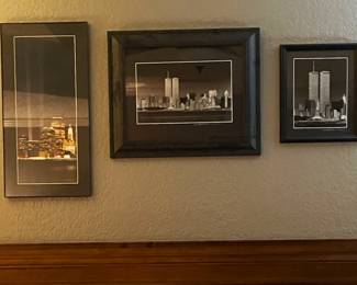 9-11 World Trade Center before and after. Framed commemorative set.
