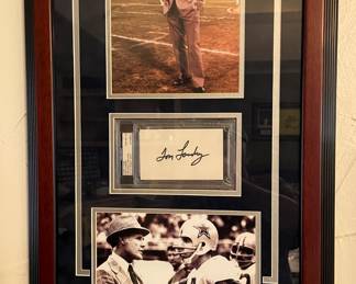 COA Tom Landry autographed matted and framed collectible photos... one with Roger Staubach.