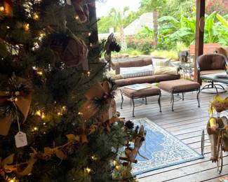 Several Lighted Christmas trees and other lighted ornaments