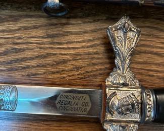 Detail on Mason's sword