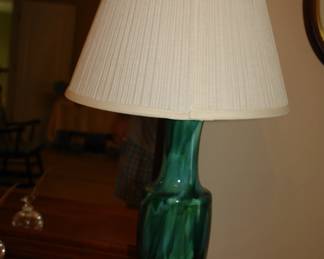 Dripped glazed mid-century lamp
