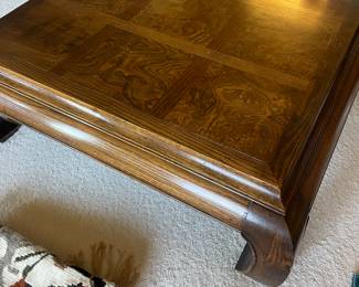 $280 Lovely solid wood coffee table. 46" sq. X 16"h.