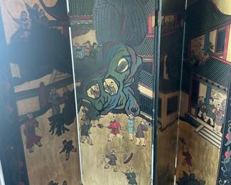 $420 Four-panel hand carved Chinese screen. each screen measures 16" w X 72"h.