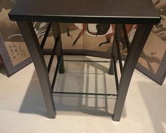 $140 Side table with glass shelf. 19" X 17" X 26"h.