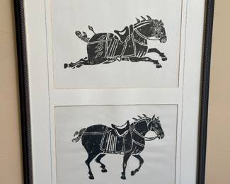 $280 Two block horse prints in single frame from Glen Richard’s Asian Art and Antiques. 26”w X 36.5”h.