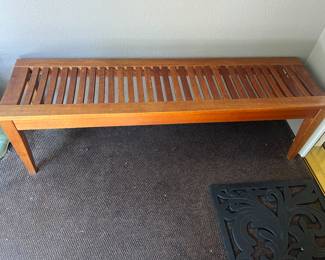$280 Teak bench 59"w X 16"d X 17.5"h.