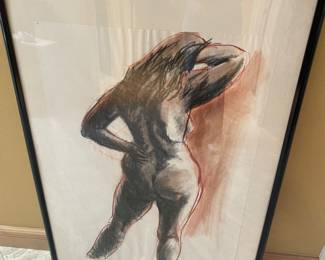$340 Original nude by Valentine Welman. Art measures 22”w X 31”h. (As found - needs new frame)