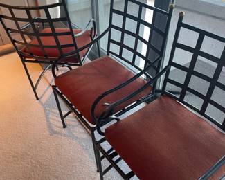 Another view of the wrought iron chairs sold with matching table (table not pictured) 19.5"w X 20"d X 36"h.