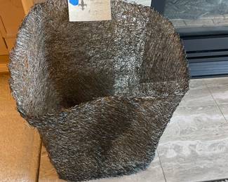 $190 hand done wire basket. 13” sq. X 19” h.