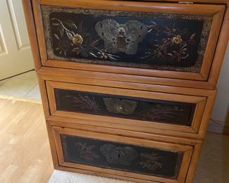 $580 Three-piece stacking Tansu set. 30"w X 20"d X 38" (total height) individual pieces are 14" h, 14"h and 10"h. Can be used separately as each piece has a finished top. (as found) rig. $900