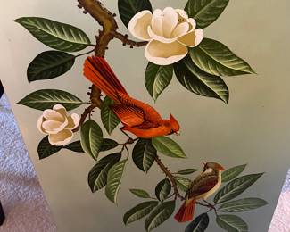 $120 Original oil on canvas birds on a branch by Parker. 24"w X 36"h. (unframed)