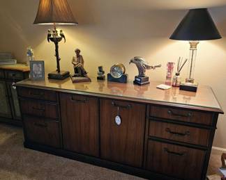 National Office furniture credenza w/glass top