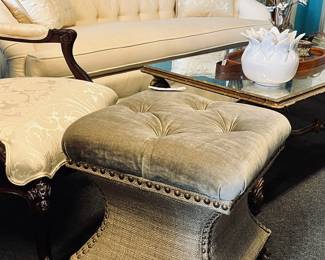 Thomasville - Biju ottoman with brass foot trim