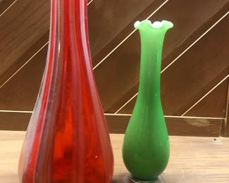 Blown art glass vases